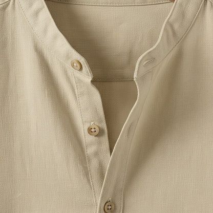 Oversized Linen Shirt - Desert Sand - Texture Close Up