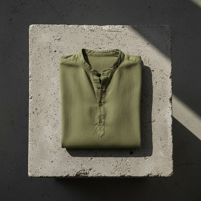 Oversized Linen Shirt - Olive Drab - Lifestyle Inspiration