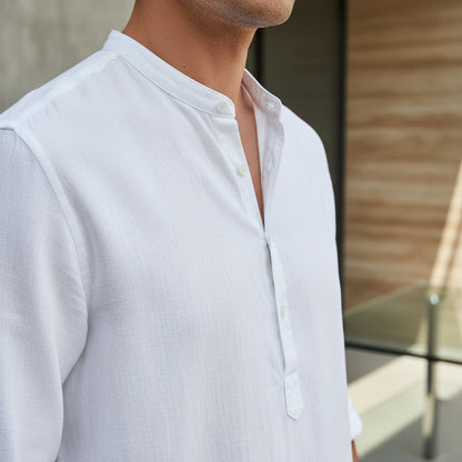 Oversized Linen Shirt - Pristine White - Back View