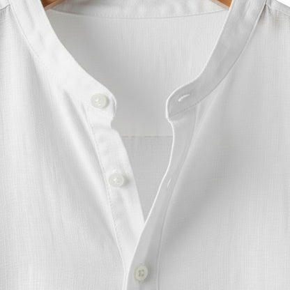 Oversized Linen Shirt - Pristine White - Texture Close Up