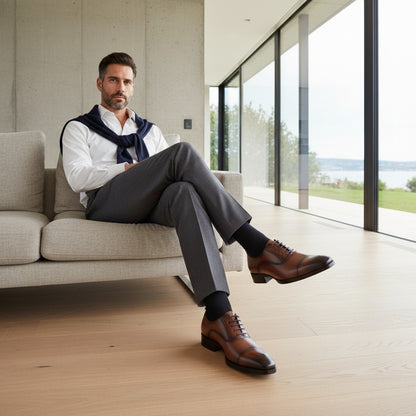 Oxford Shoes Men - Chestnut - Side Profile