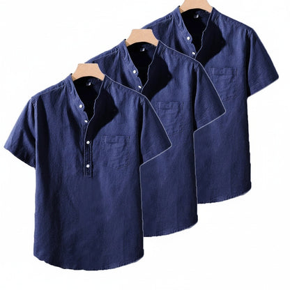 Pack of Cotton Shirts - Navy Blue - Front View