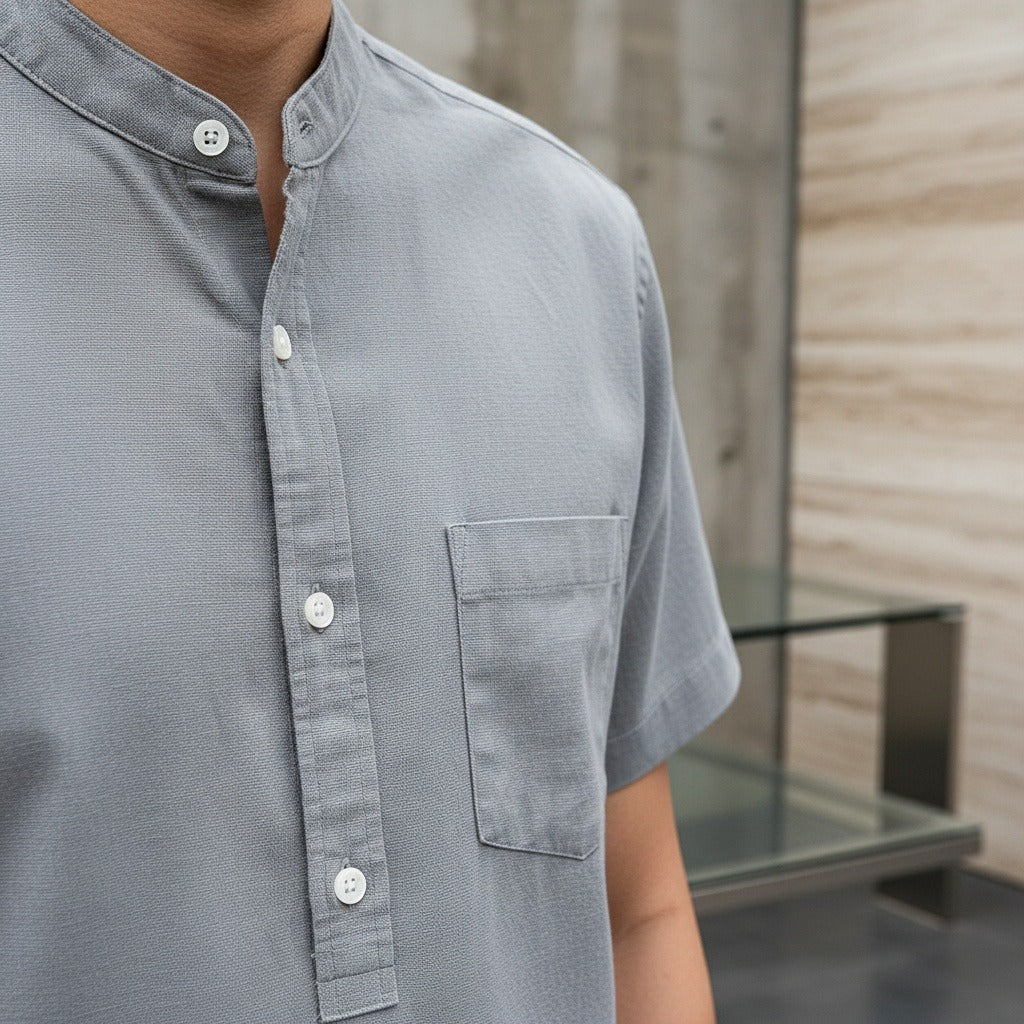 Pack of Cotton Shirts - Ash Grey - Back View