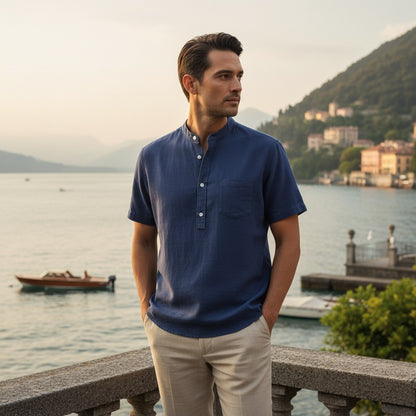 Pack of Cotton Shirts - Navy Blue - Angled Shot