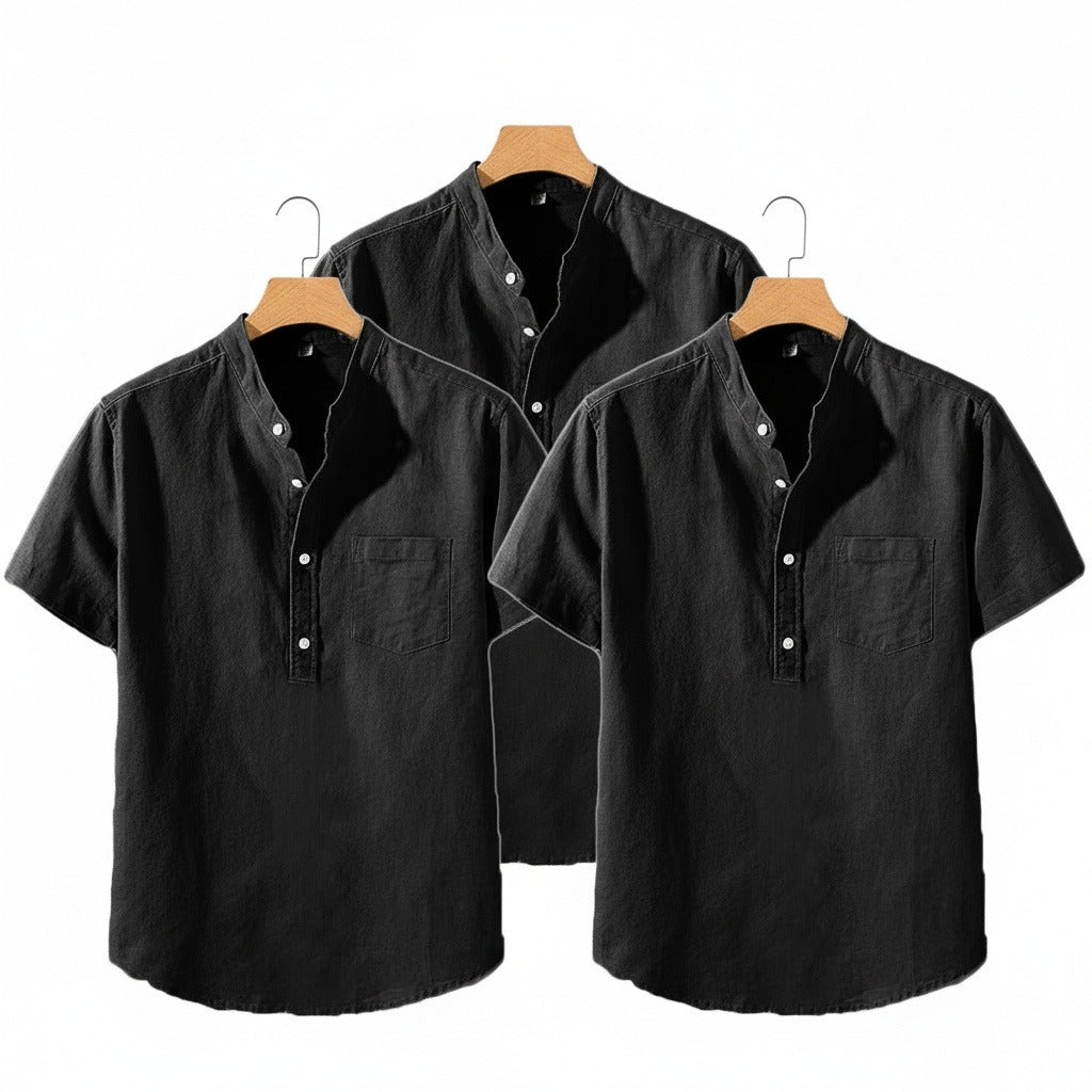 Pack of Cotton Shirts - Ebony Black - Front View