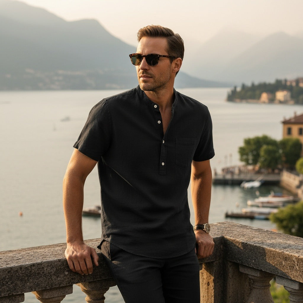 Pack of Cotton Shirts - Ebony Black - Angled Shot