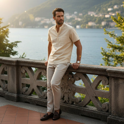 Pack of Cotton Shirts - Parchment - Angled Shot
