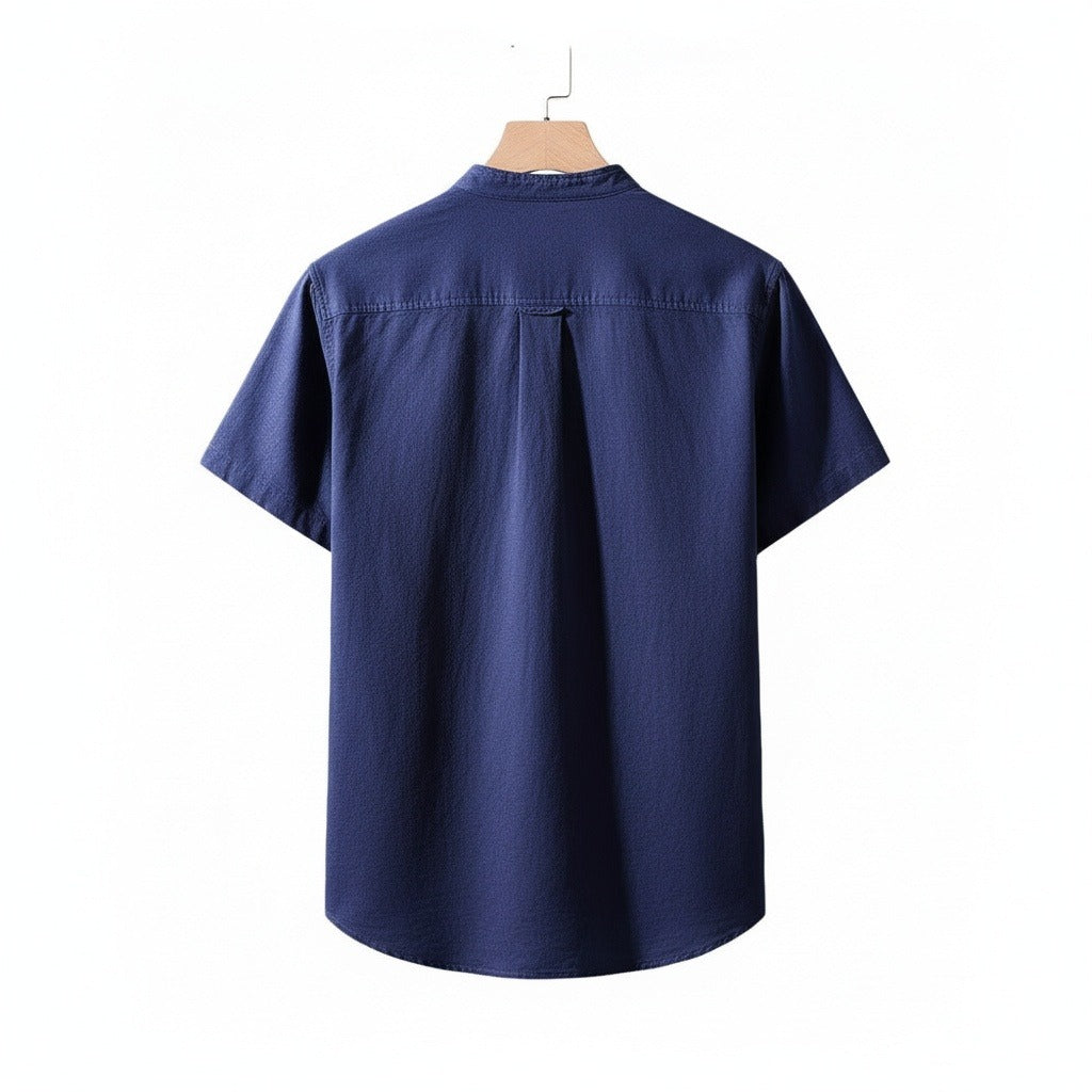 Pack of Cotton Shirts - Navy Blue - Fabric Detail
