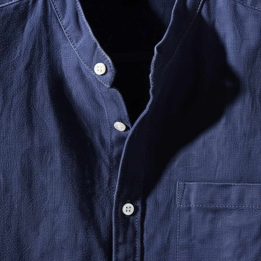 Pack of Cotton Shirts - Navy Blue - Texture Close Up