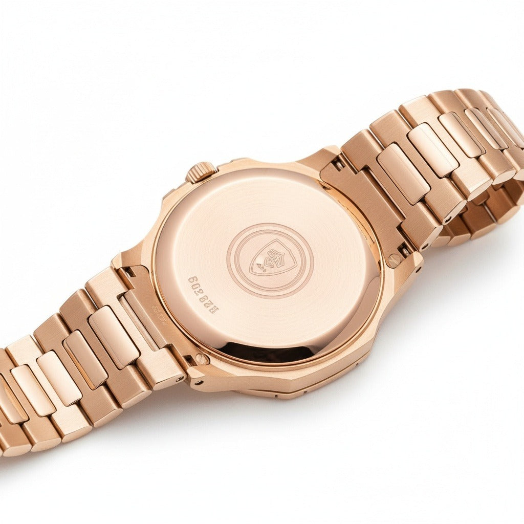Pink Gold Watch - Copper Tone - Fabric Detail