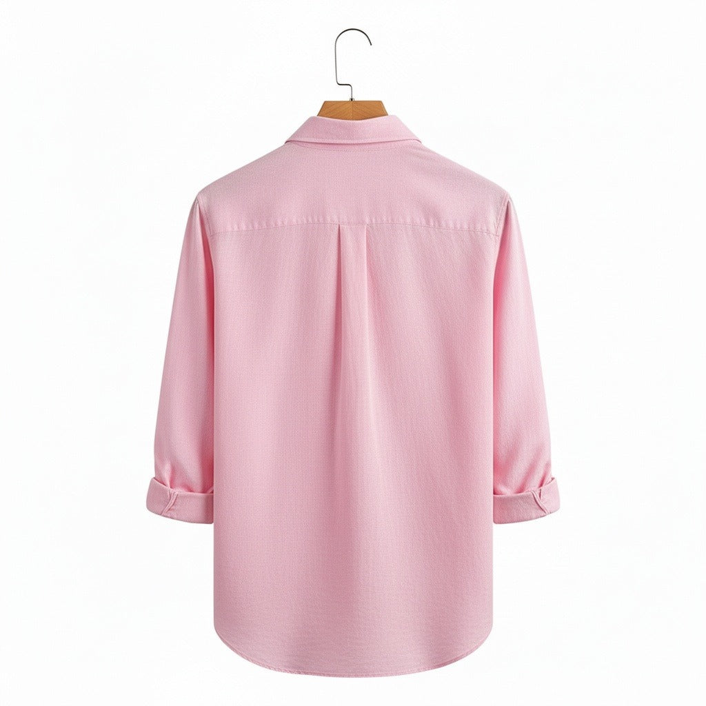 Pink Linen Shirt - Pink - Fabric Detail