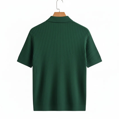 Polo Shirt Striped Men - Forest Green - Fabric Detail