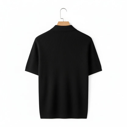 Polo Shirt Striped Men - Black - Fabric Detail