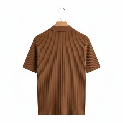 Polo Shirt Striped Men - Brown - Fabric Detail