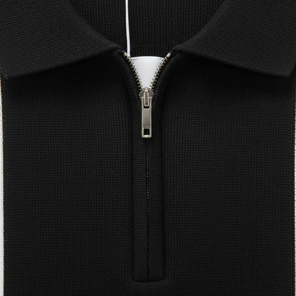 Polo Shirt with Zip - Espresso - Texture Close Up