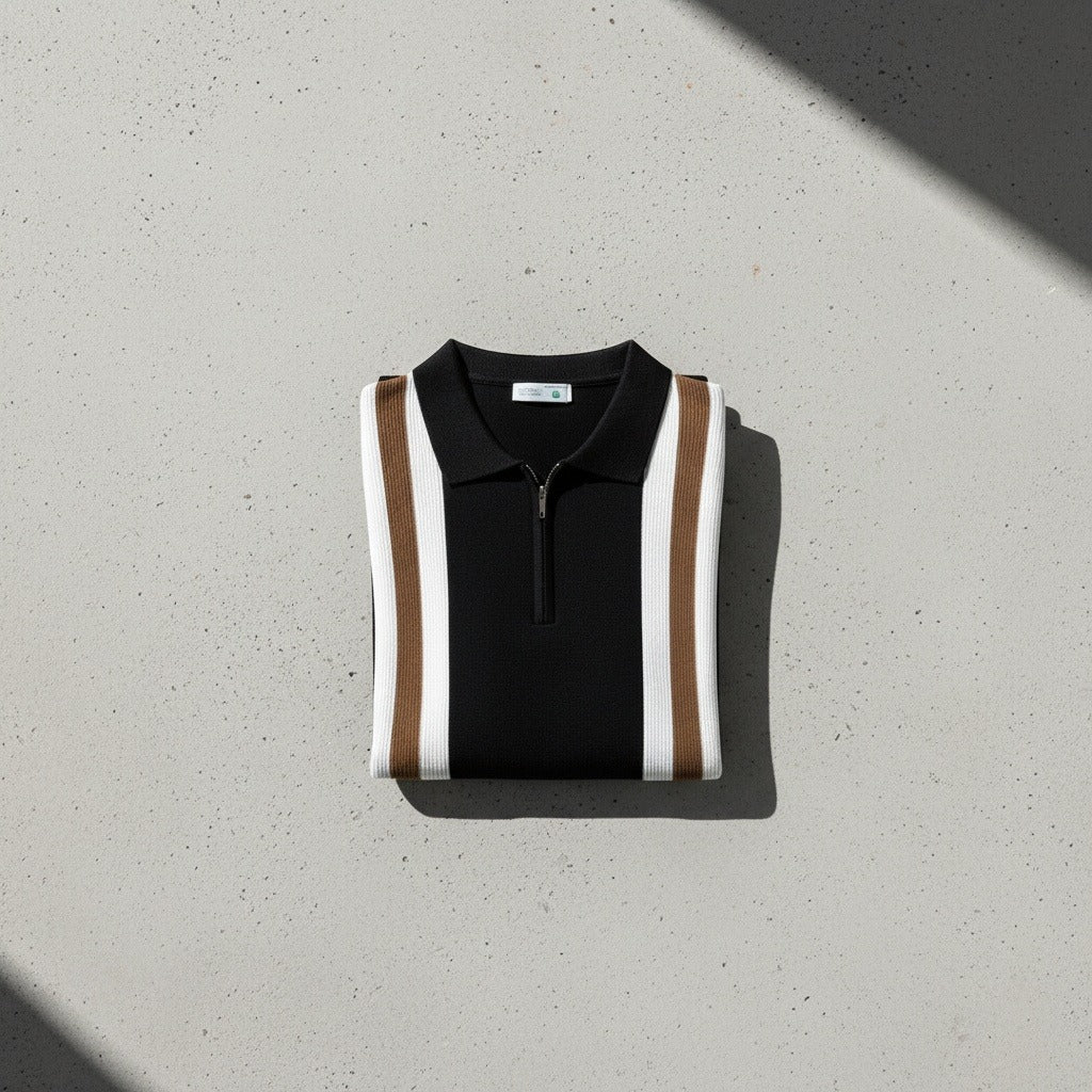 Polo Shirt with Zip - Espresso - Lifestyle Inspiration