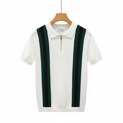 Polo Shirt with Zip - Forest Green - Front View