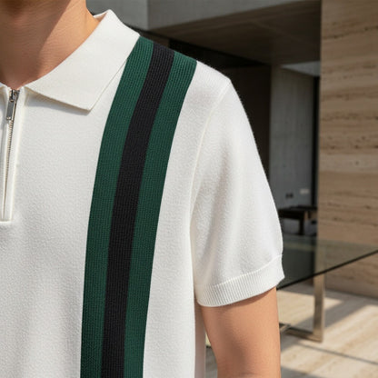 Polo Shirt with Zip - Forest Green - Back View