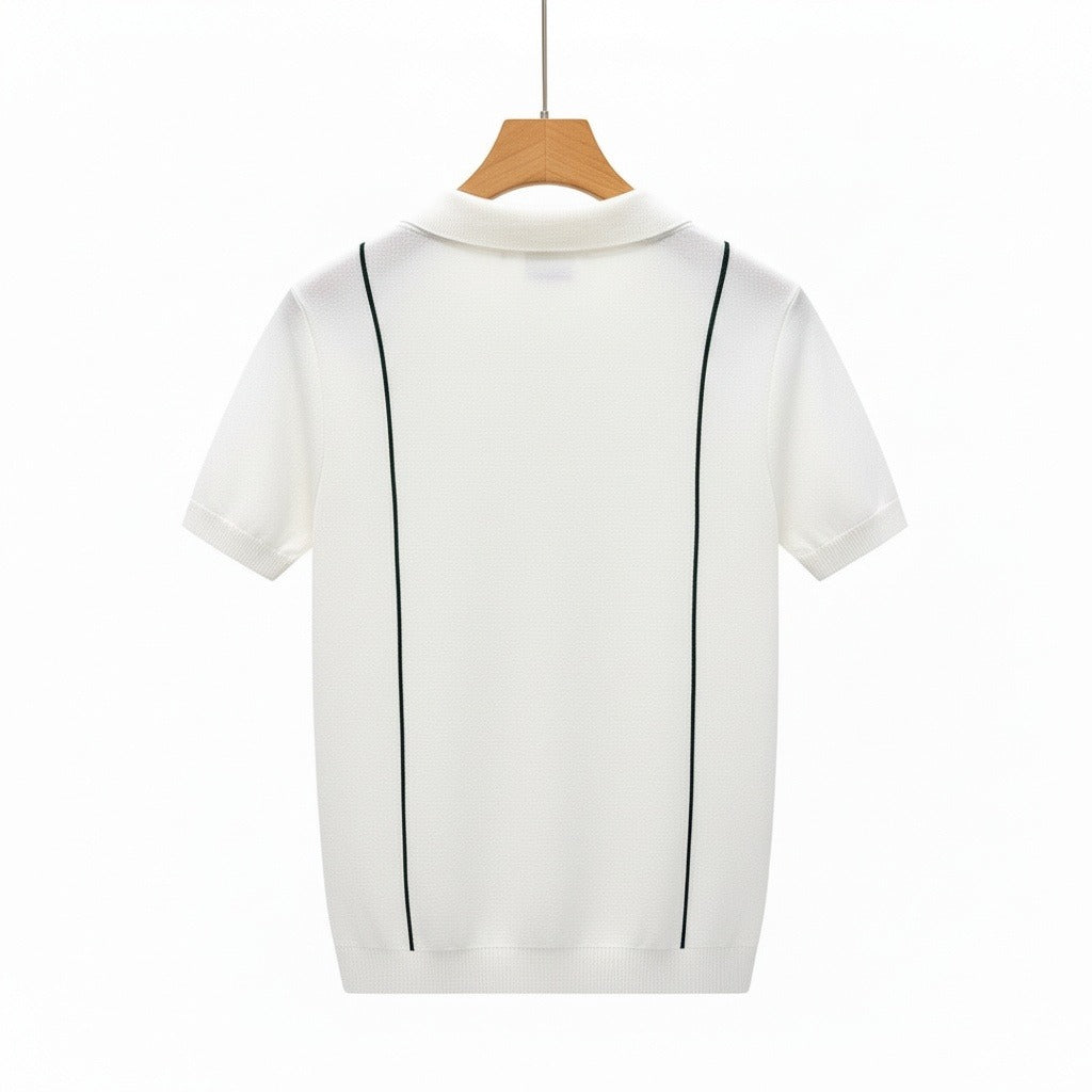 Polo Shirt with Zip - Forest Green - Fabric Detail