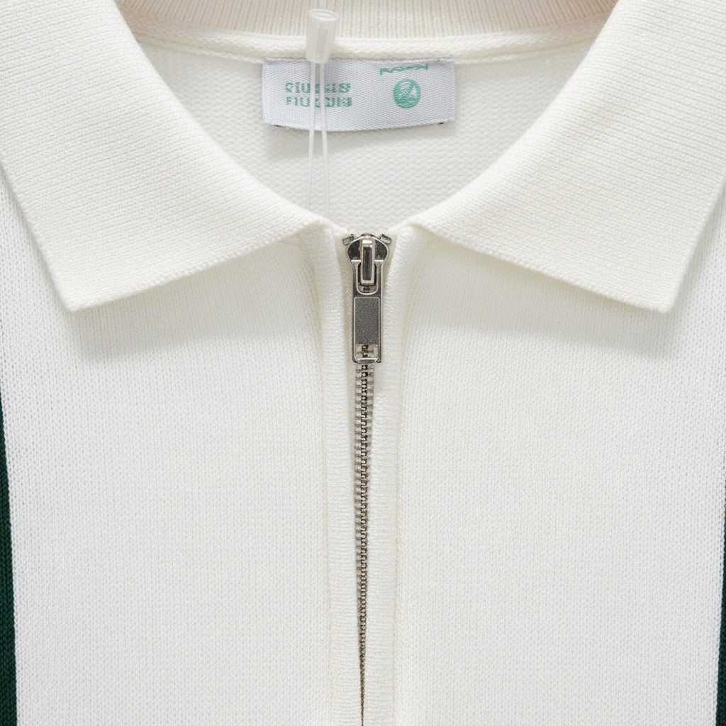 Polo Shirt with Zip - Forest Green - Texture Close Up