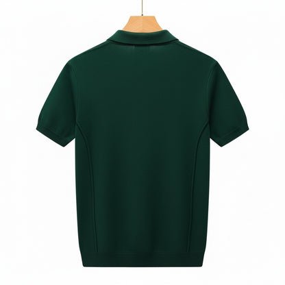 Polo Shirt with Zip - Dark Green - Fabric Detail
