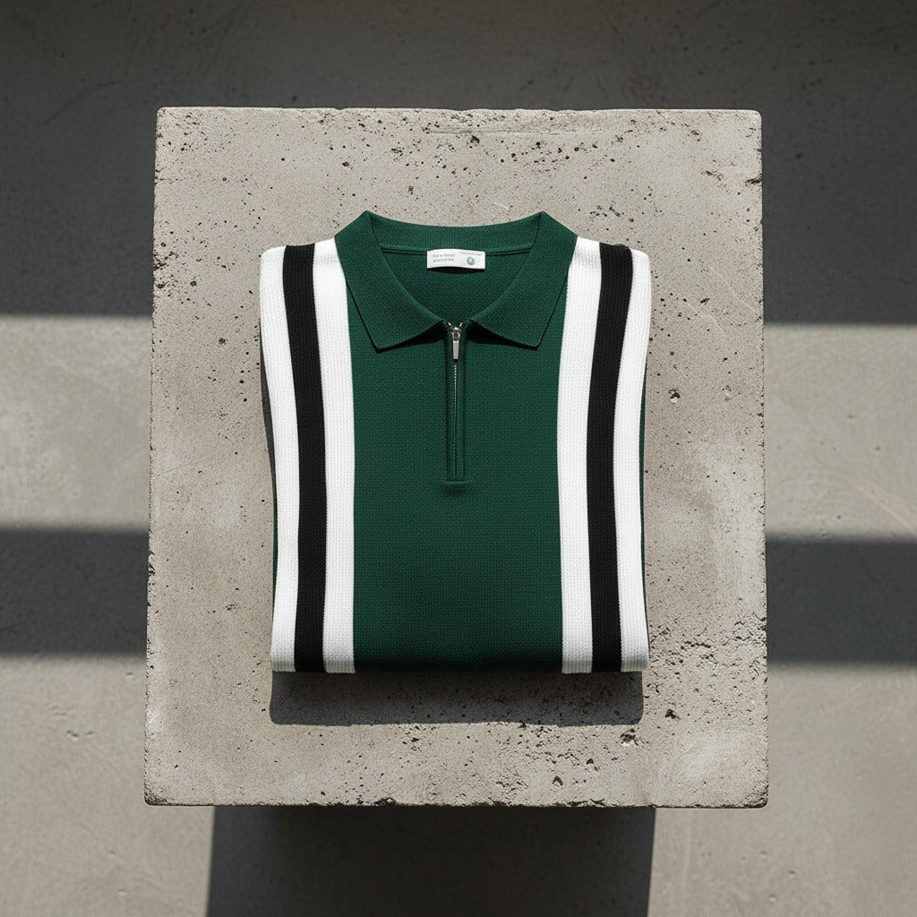 Polo Shirt with Zip - Dark Green - Lifestyle Inspiration