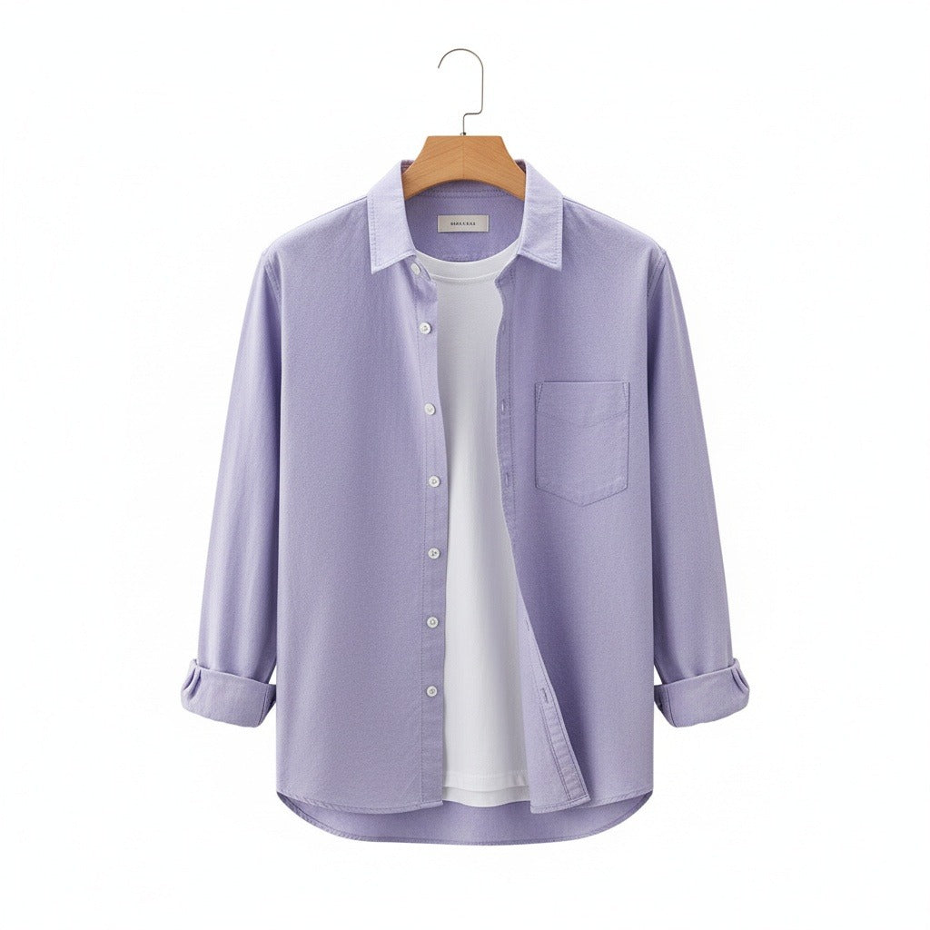 Purple Cotton Shirt - Purple - Front View