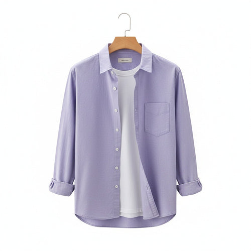 Purple Cotton Shirt - Purple - Front View