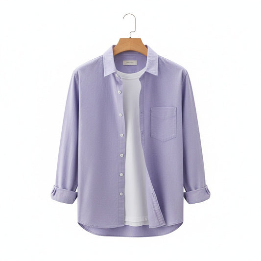 Purple Cotton Shirt - Purple - Front View