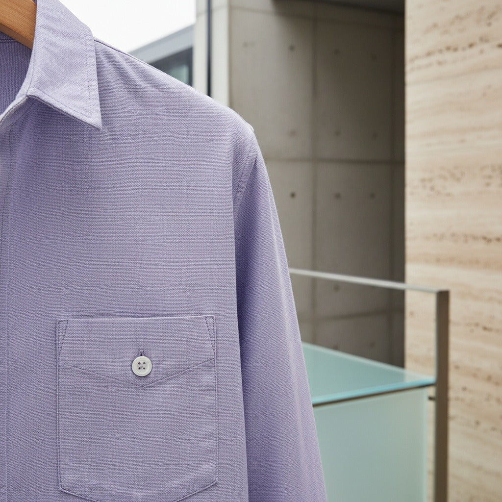 Purple Cotton Shirt - Purple - Back View