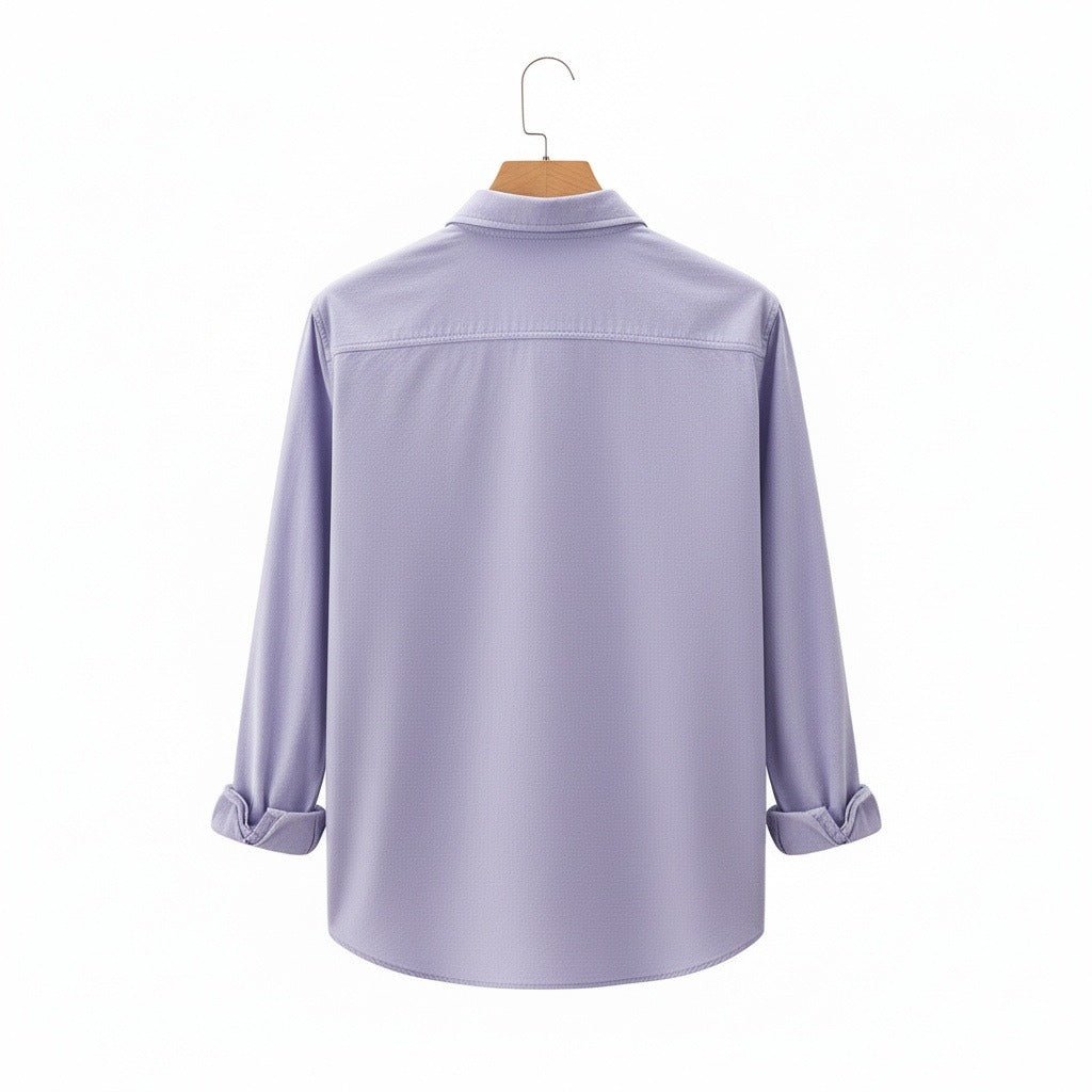 Purple Cotton Shirt - Purple - Fabric Detail
