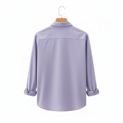 Purple Cotton Shirt - Purple - Fabric Detail