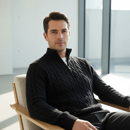 Quarter Zip Sweater Black - Black - Side Profile
