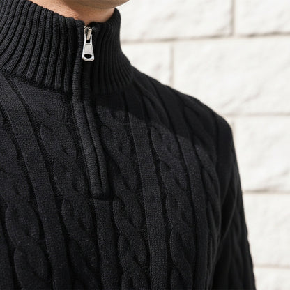 Quarter Zip Sweater Black - Black - Back View