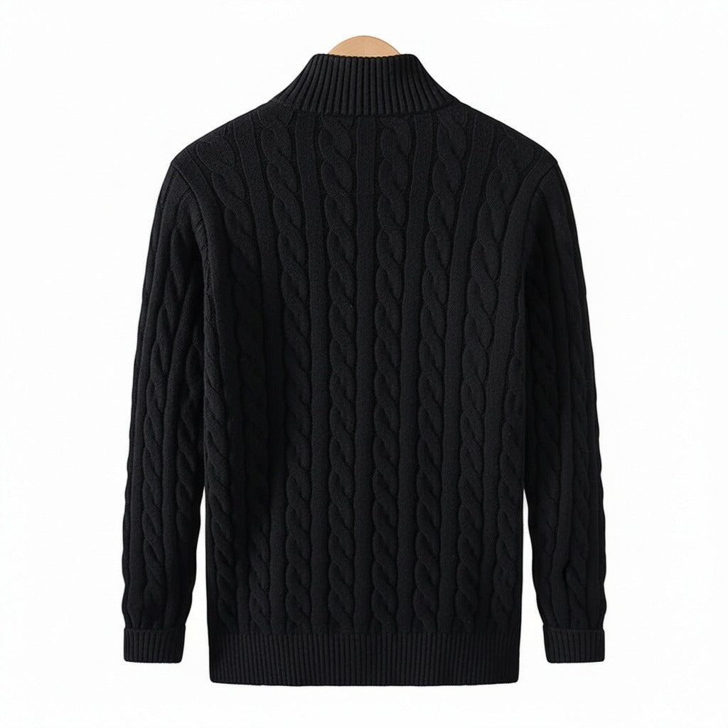 Quarter Zip Sweater Black - Black - Fabric Detail