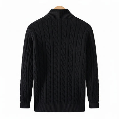 Quarter Zip Sweater Black - Black - Fabric Detail