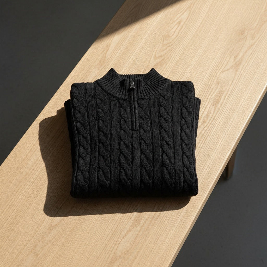 Quarter Zip Sweater Black - Black - Lifestyle Inspiration