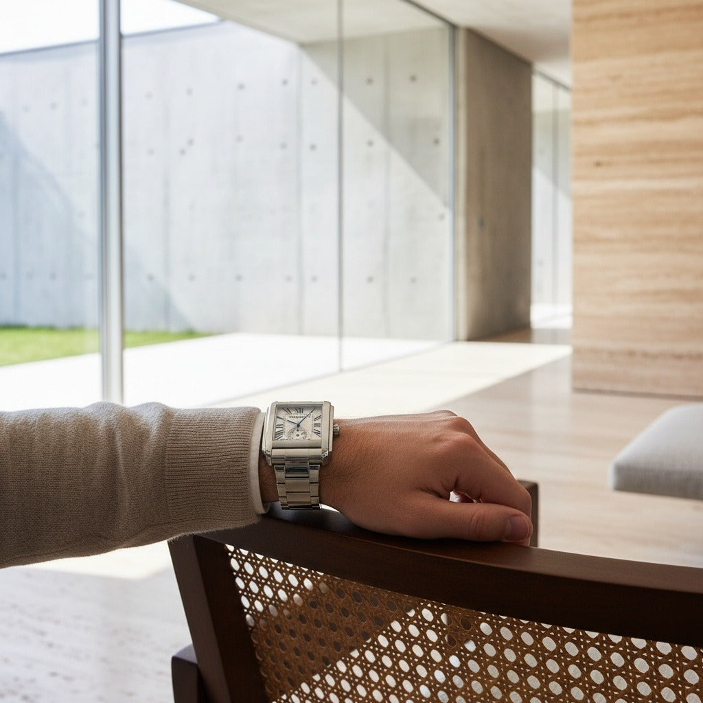 Rectangle Watch - Platinum - Side Profile