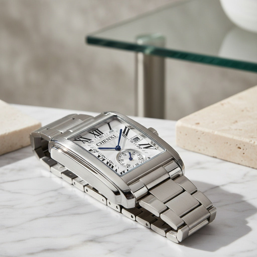 Rectangle Watch - Platinum - Back View