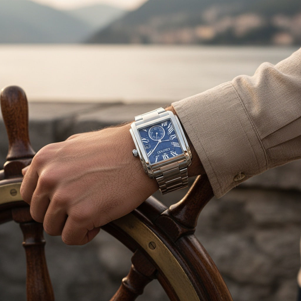 Rectangle Watch - Steel Blue - Angled Shot