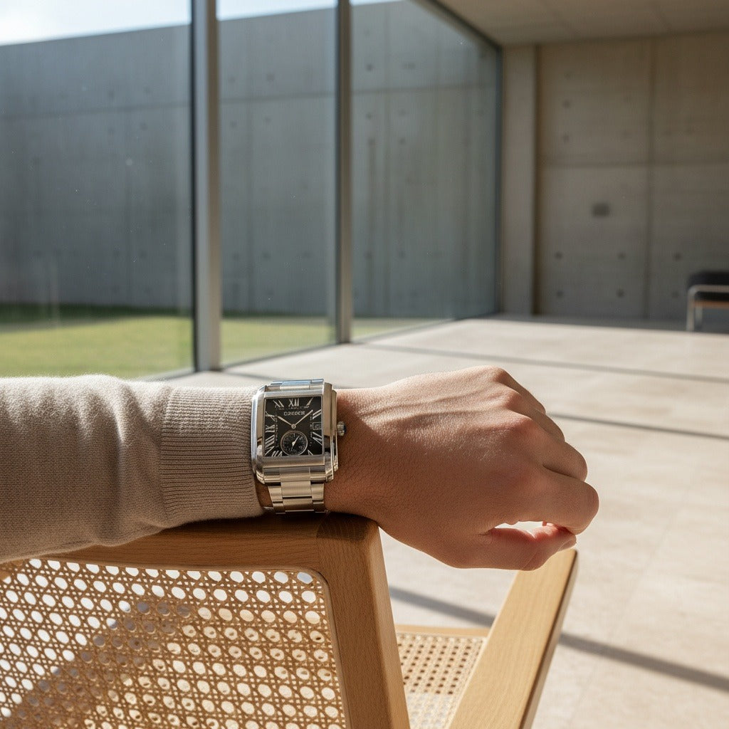 Rectangle Watch - Silver - Side Profile