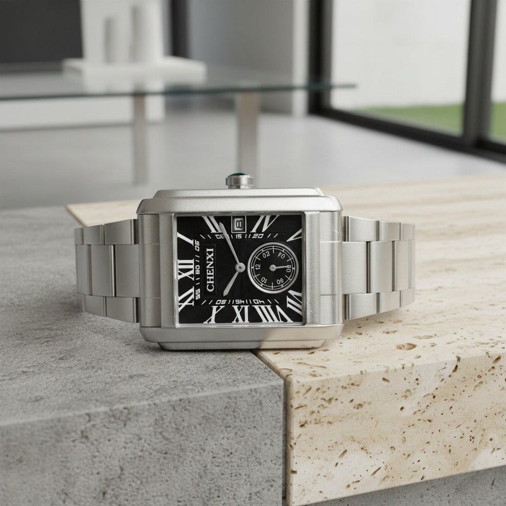 Rectangle Watch - Silver - Back View
