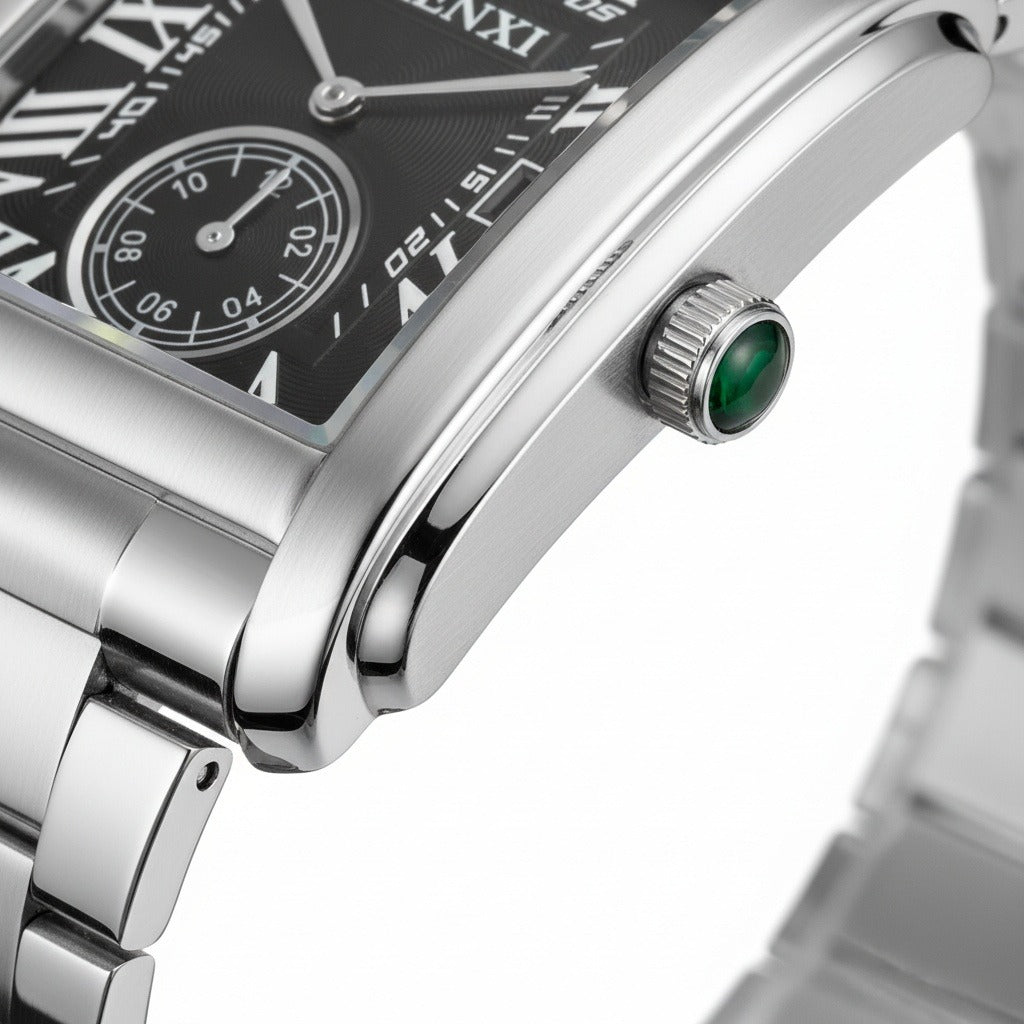 Rectangle Watch - Silver - Texture Close Up