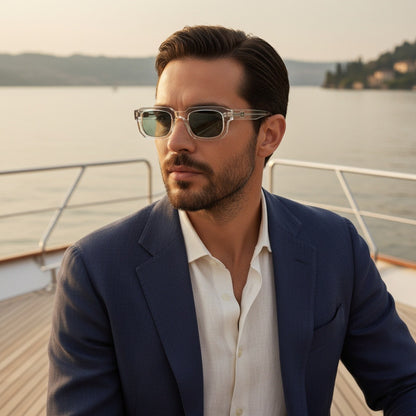 Rectangular Transparent Sunglasses - Transparent - Angled Shot