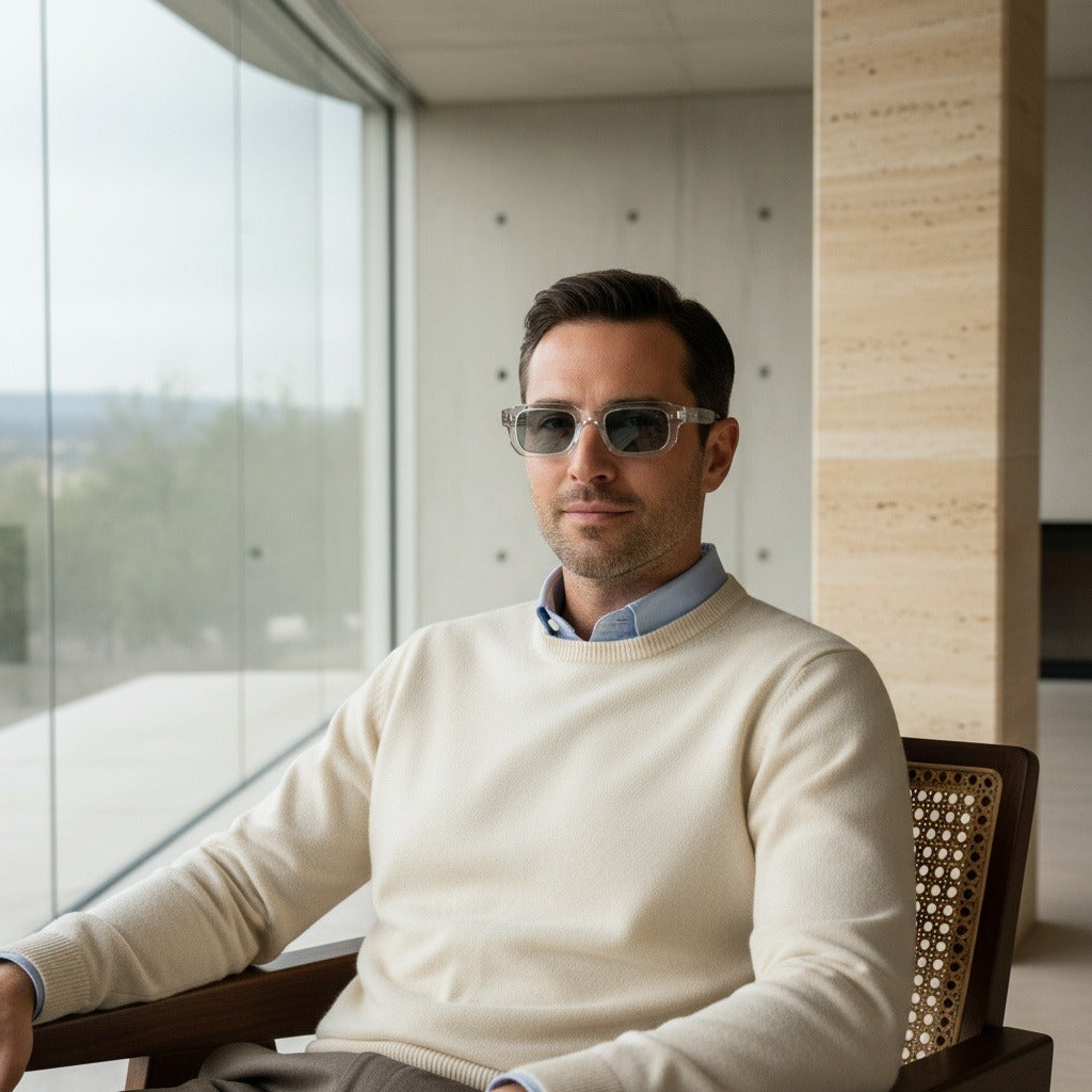 Rectangular Transparent Sunglasses - Transparent - Side Profile