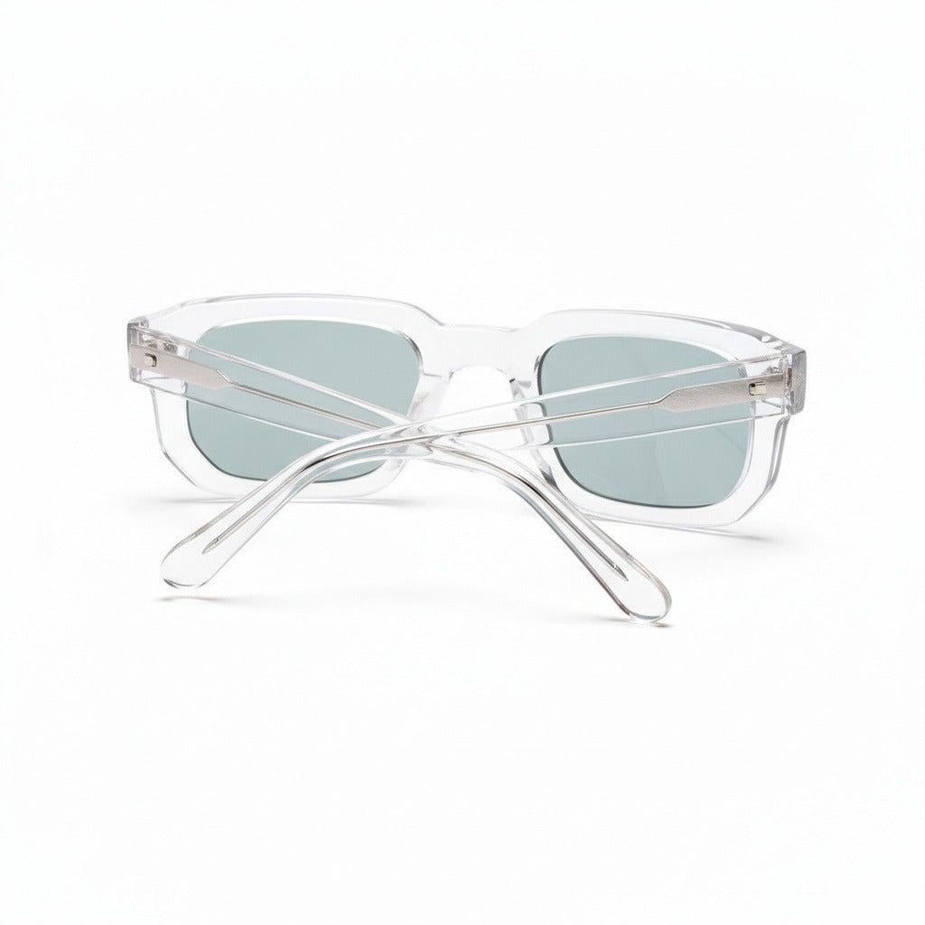 Rectangular Transparent Sunglasses - Transparent - Fabric Detail