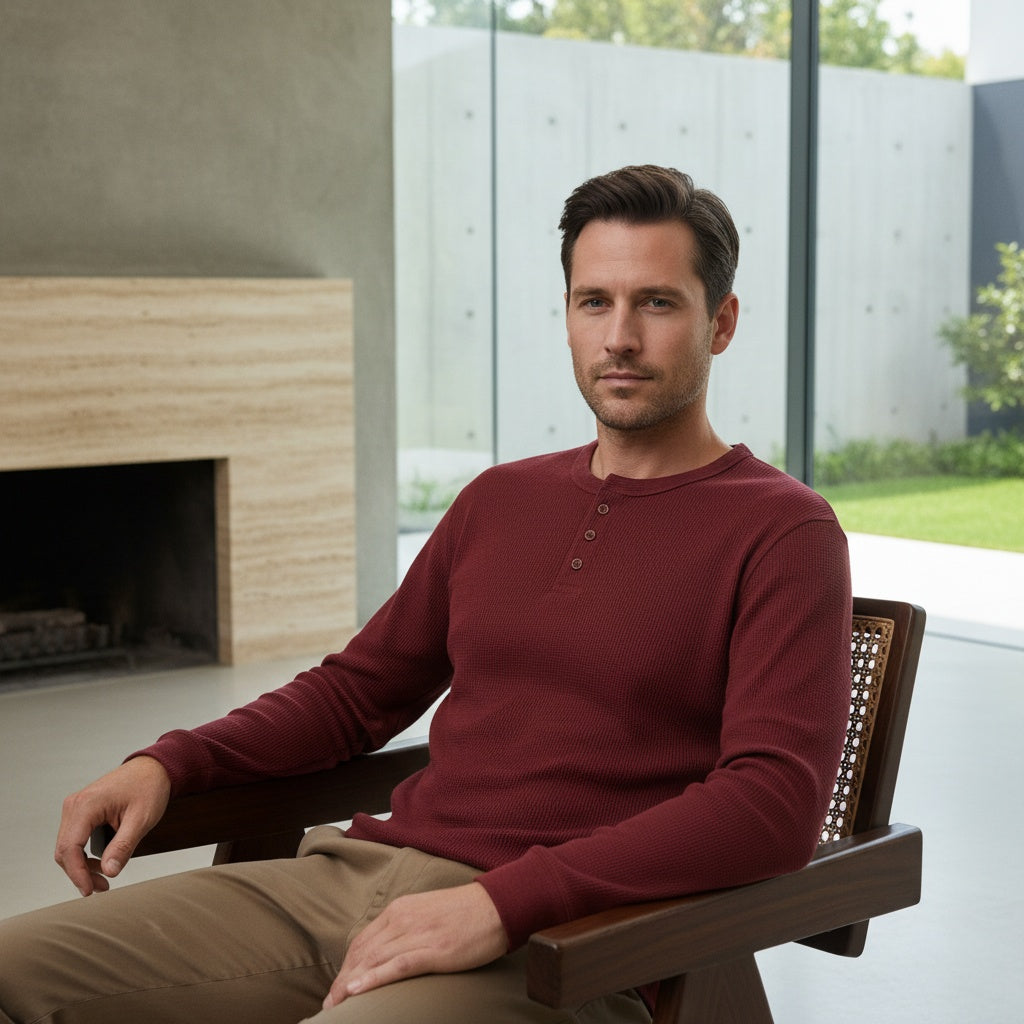 Red Henley T Shirt