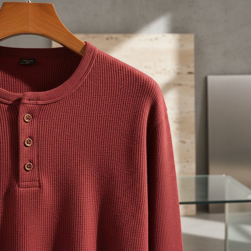 Red Henley T Shirt