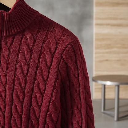 Red Quarter Zip Sweater - Red - Back View