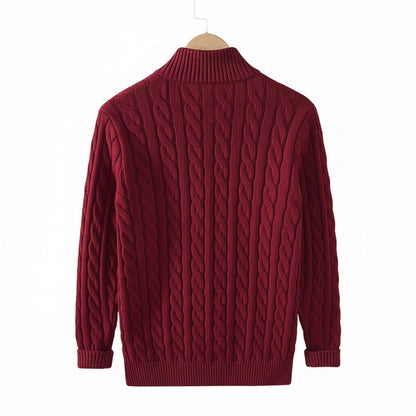 Red Quarter Zip Sweater - Red - Fabric Detail
